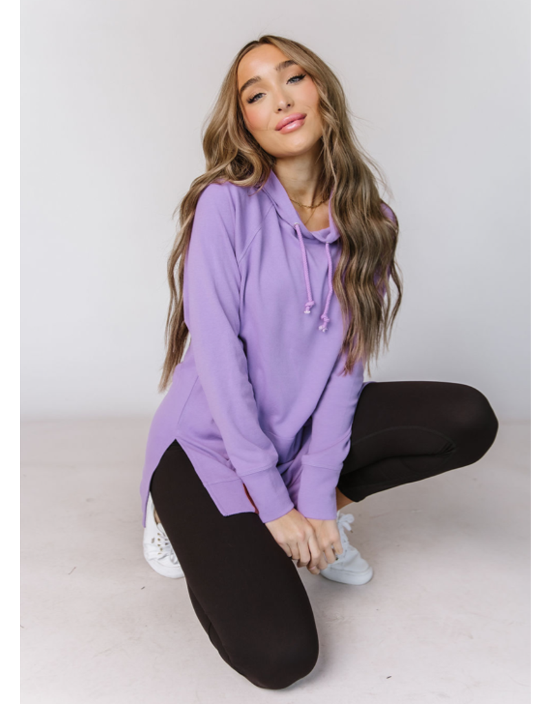 AMPERSAND AVE Ampersand Ave SideSlit Lilac Tunic Hoodie (M-3XL)