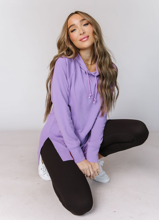 Ampersand Ave SideSlit Lilac Tunic Hoodie (XS-3XL)