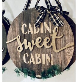 Youngs Home Decor Cabin Sweet Cabin Round Wood Sign