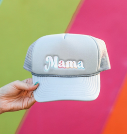 Jadelynn Brooke Mama Embroidered Gray Trucker Hat