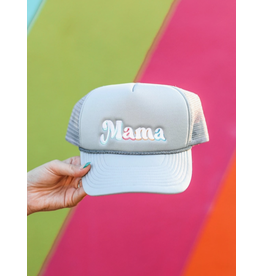 Jadelynn Brooke Mama Embroidered Gray Trucker Hat
