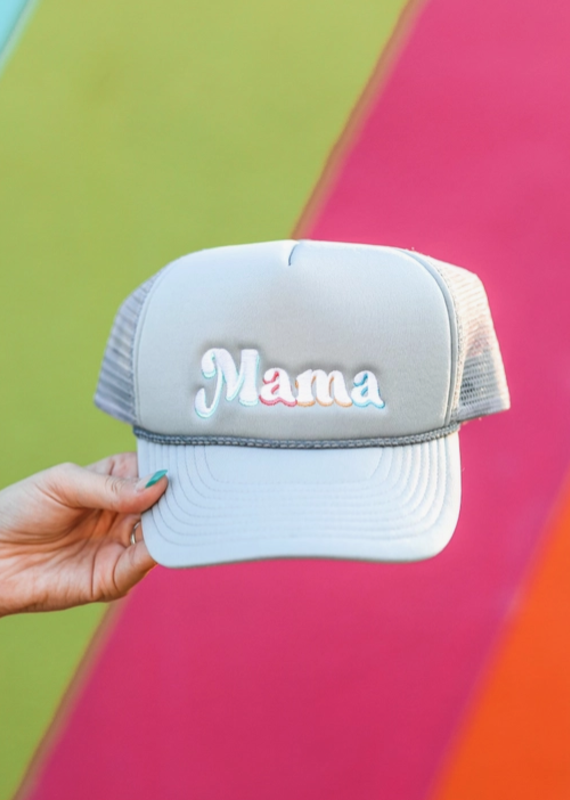 Jadelynn Brooke Mama Embroidered Gray Trucker Hat