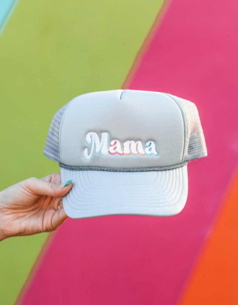 Jadelynn Brooke Mama Embroidered Gray Trucker Hat