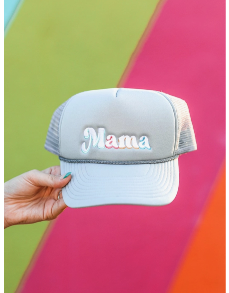 Jadelynn Brooke Mama Embroidered Gray Trucker Hat