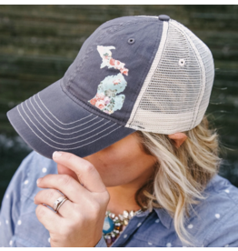 Simply Stated Slate Blue Floral Michigan Hat