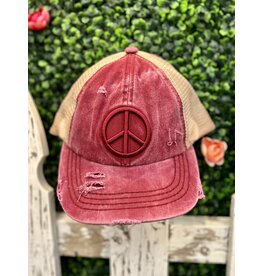 LTB CC Peace Sign Pony Hat - Berry