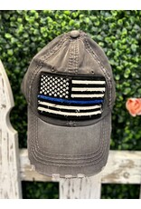 LTB Charcoal Thin Blue Line Flag Hat