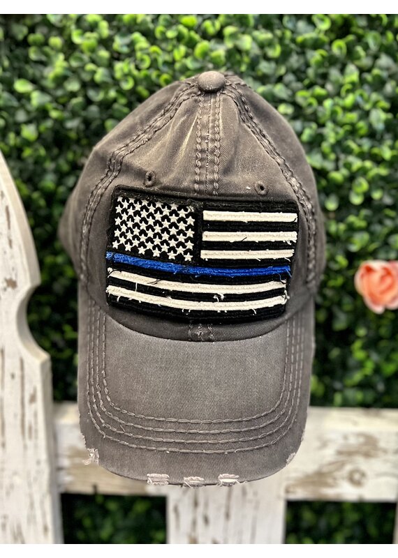 LTB Charcoal Thin Blue Line Flag Hat