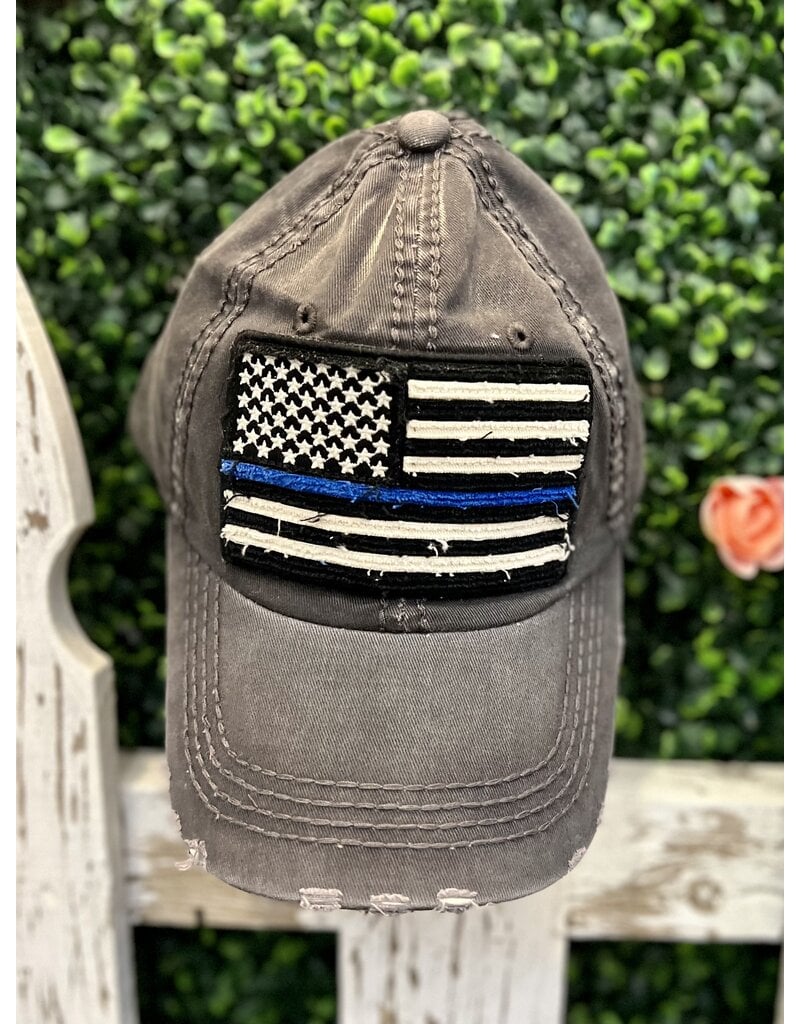 LTB Charcoal Thin Blue Line Flag Hat