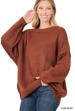 Zenana Dark Rust Oversized Sweater (S-XL)