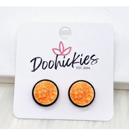 Doohickies Bright Orange & Black Crystal Stud Earrings