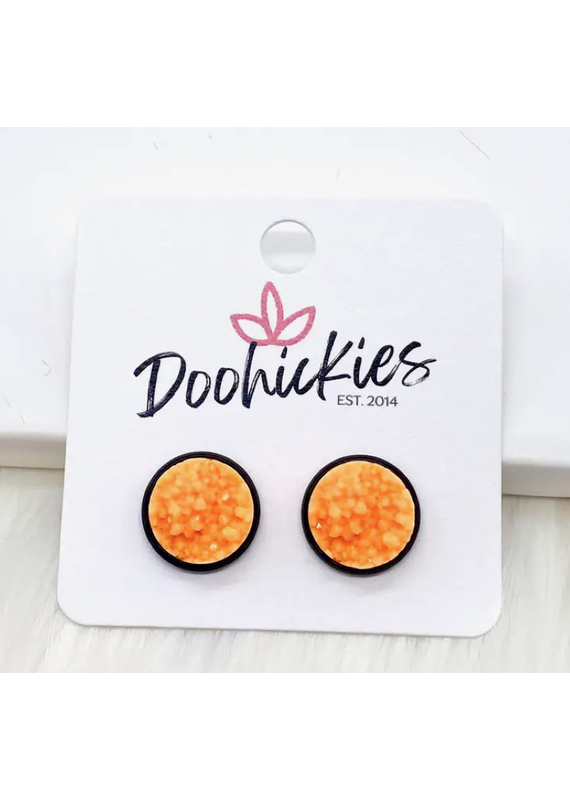Doohickies Bright Orange & Black Crystal Stud Earrings