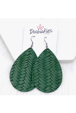 Doohickies Green Braided Leather Earrings