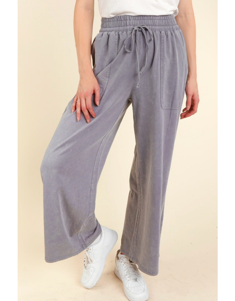 Haptics Mineral Wash Charcoal Wide Leg Pants (S-3XL)