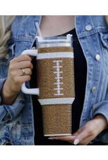 Live Love Gameday Brown Crystal Studded Football Tumbler