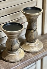 WS Home Decor Wood Crackle Candle Holders