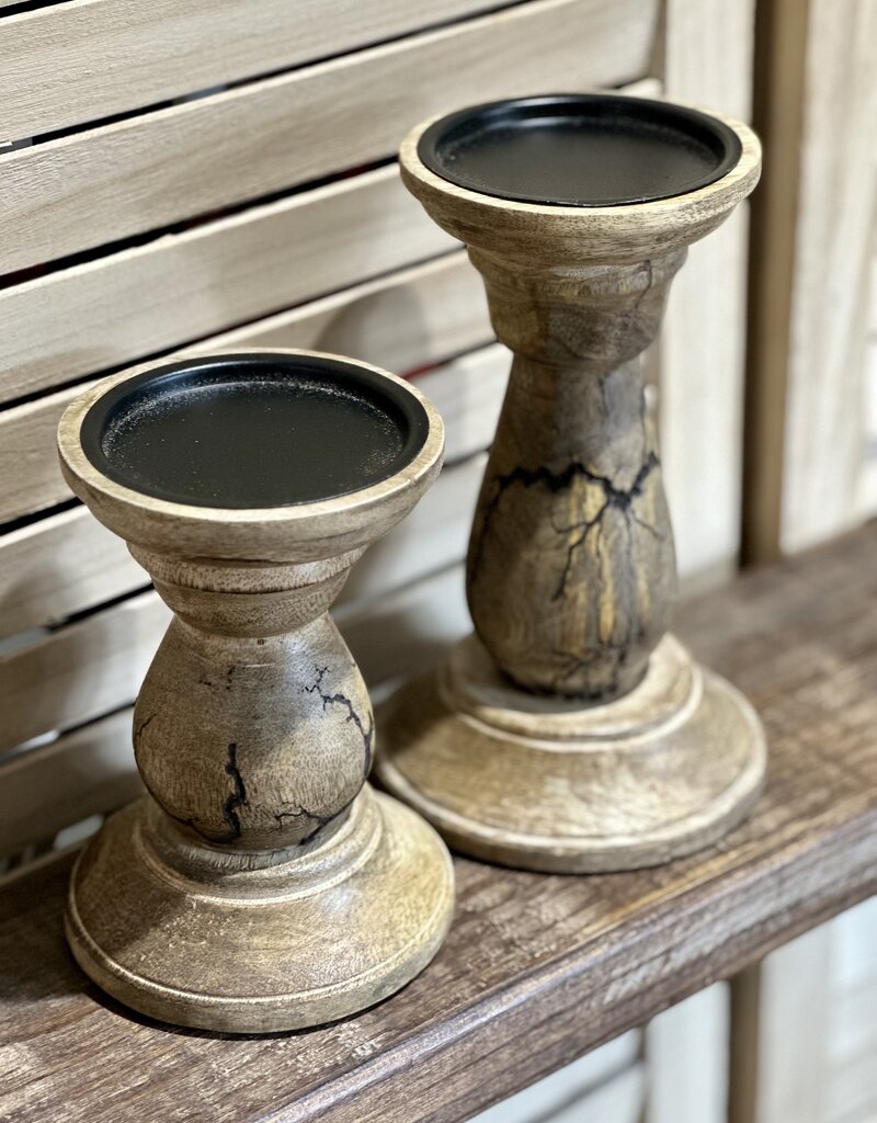 WS Home Decor Wood Crackle Candle Holders