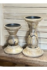 WS Home Decor Wood Crackle Candle Holders