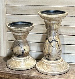 WS Home Decor Wood Crackle Candle Holders