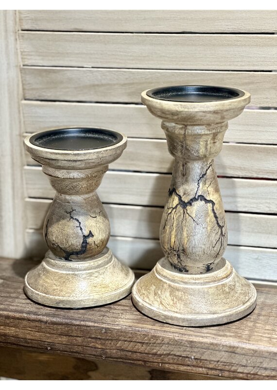 WS Home Decor Wood Crackle Candle Holders