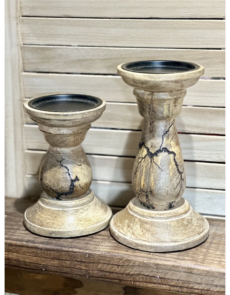 WS Home Decor Wood Crackle Candle Holders