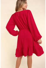 Haptics Red Holiday Ruffle Dress (S-3XL)