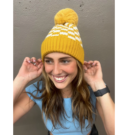 Knox & Nell Checkered Pom Beanies (Yellow Only)