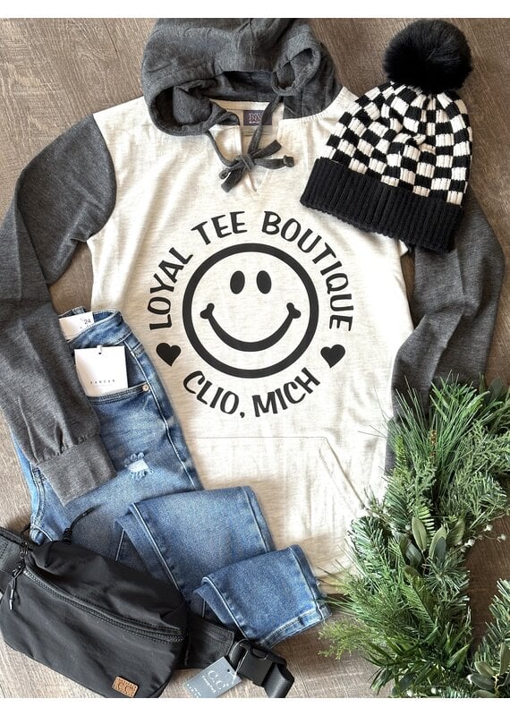 MV Sport Oatmeal Charcoal LTB Smiley Hoodie (S & XL)
