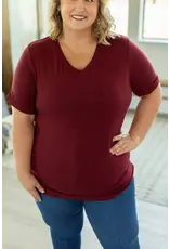 Michelle Mae Sophie Burgundy Pocket Tee (S-3XL)