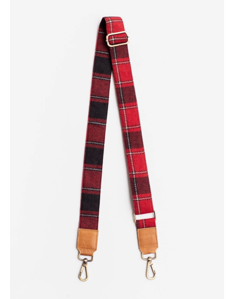 Panache Red Plaid Wool Bag Strap