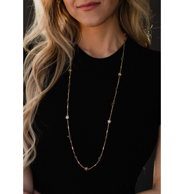 Panache Long Gold Charm Beaded Necklace