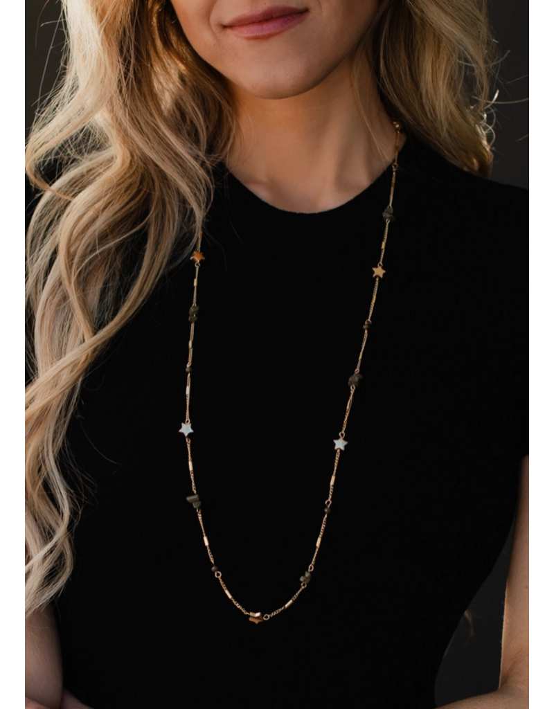 Panache Long Gold Charm Beaded Necklace