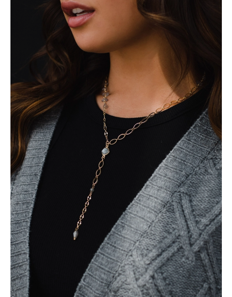 Panache Gold & Gray Lariat Necklace