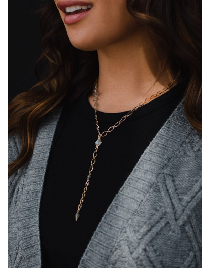 Panache Gold & Gray Lariat Necklace