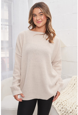White Birch Taupe Knit Relaxed Sweater (S-XL)