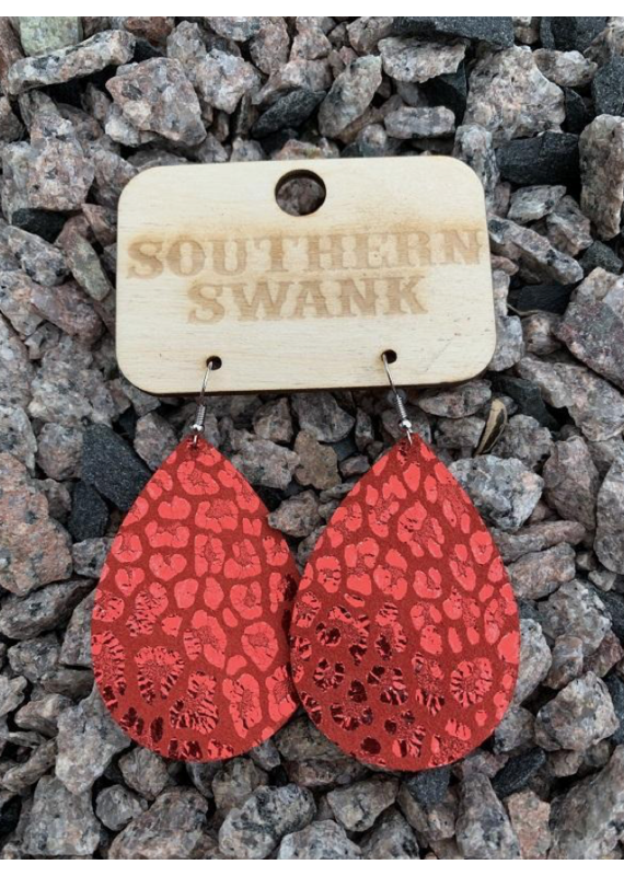 Southern Swank Red Foil Leopard Earrings