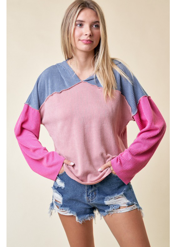 Lovely Melody Peach Ribbed Hoodie (S-XL)