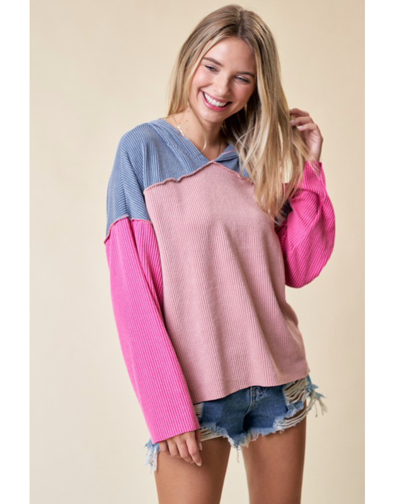 Lovely Melody Peach Ribbed Hoodie (S-XL)