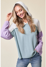 Lovely Melody Blue Lilac Ribbed Hoodie (S-XL)