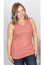 Michelle Mae MM Dark Pink Striped Addison Tank (S-3XL)