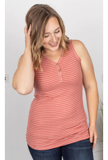 Michelle Mae MM Dark Pink Striped Addison Tank (S-3XL)