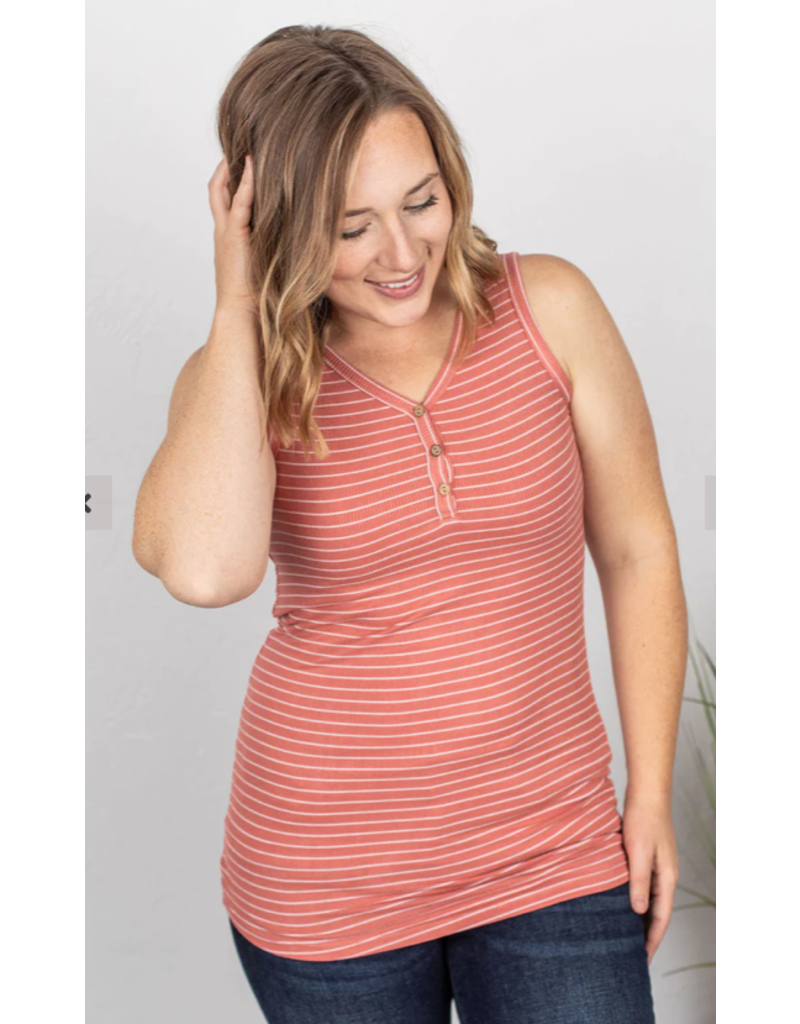 Michelle Mae MM Dark Pink Striped Addison Tank (S-3XL)