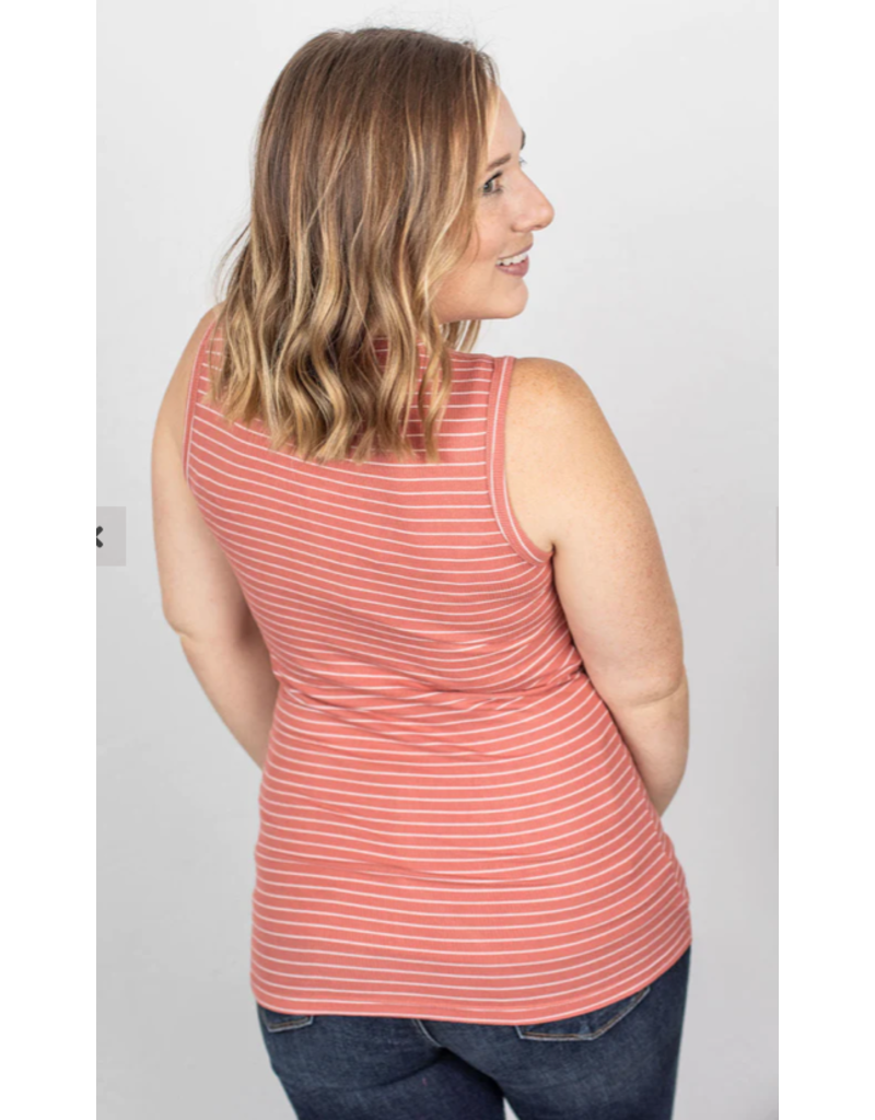 Michelle Mae MM Dark Pink Striped Addison Tank (S-3XL)