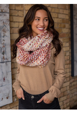 Panache Pink & Cream Loom Woven Infinity Scarf