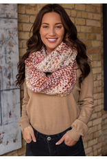 Panache Pink & Cream Loom Woven Infinity Scarf