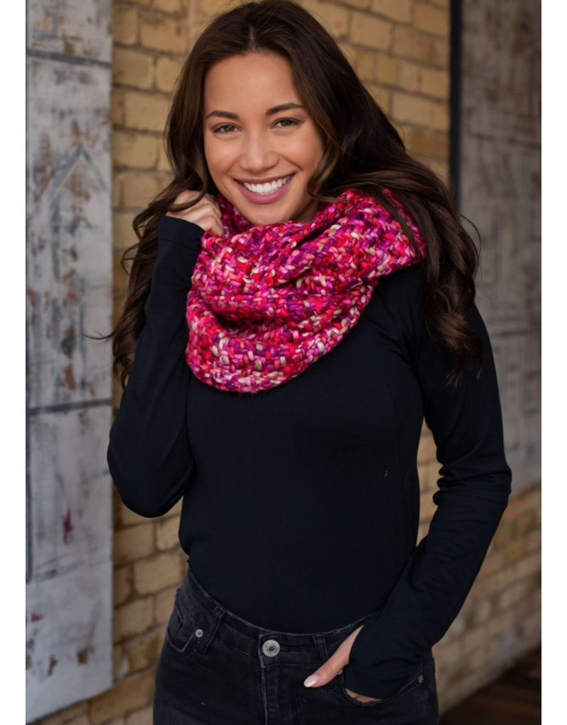 Panache Pink & Fuchsia Loom Woven Infinity Scarf