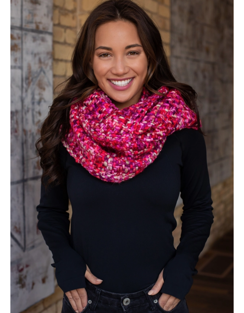 Panache Pink & Fuchsia Loom Woven Infinity Scarf