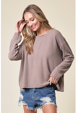 Lovely Melody Taupe Ribbed LS Top (S-XL)