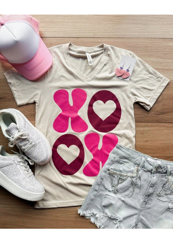 Bella Canvas Hugs & Kisses V-Neck Tee (L/XL Only)