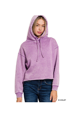 Zenana Violet Acid Wash Relaxed Hoodie (S-L)